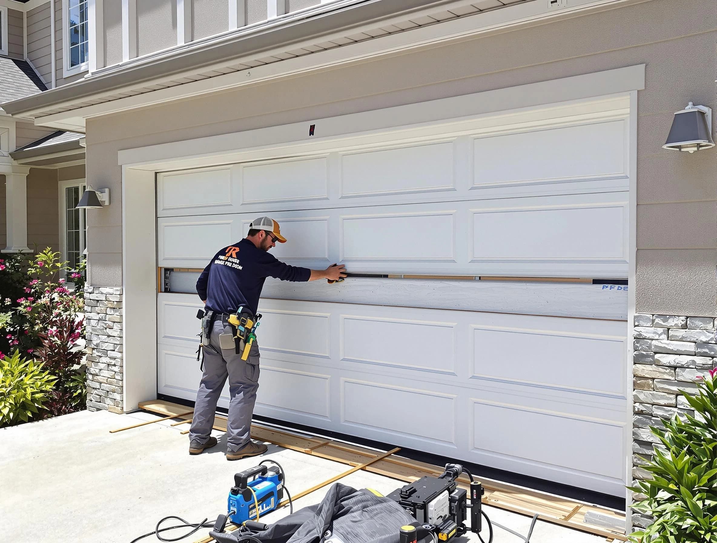 Stonegate Garage Door Repair team performing complete garage door replacement at Stonegate residence