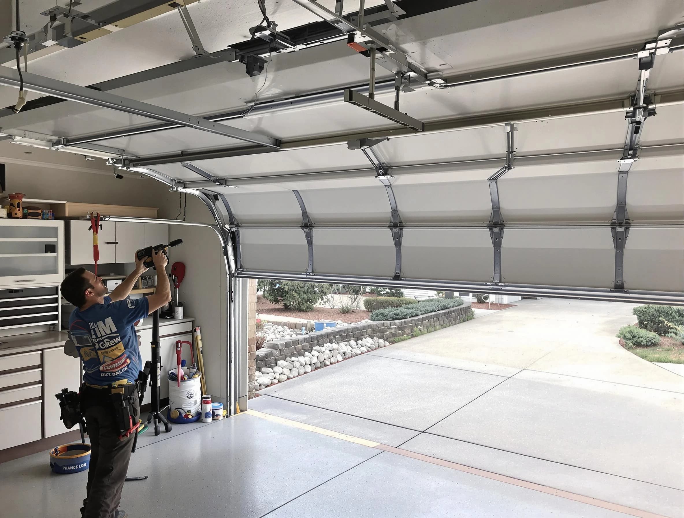 Garage door track repair service by Stonegate Garage Door Repair in Stonegate