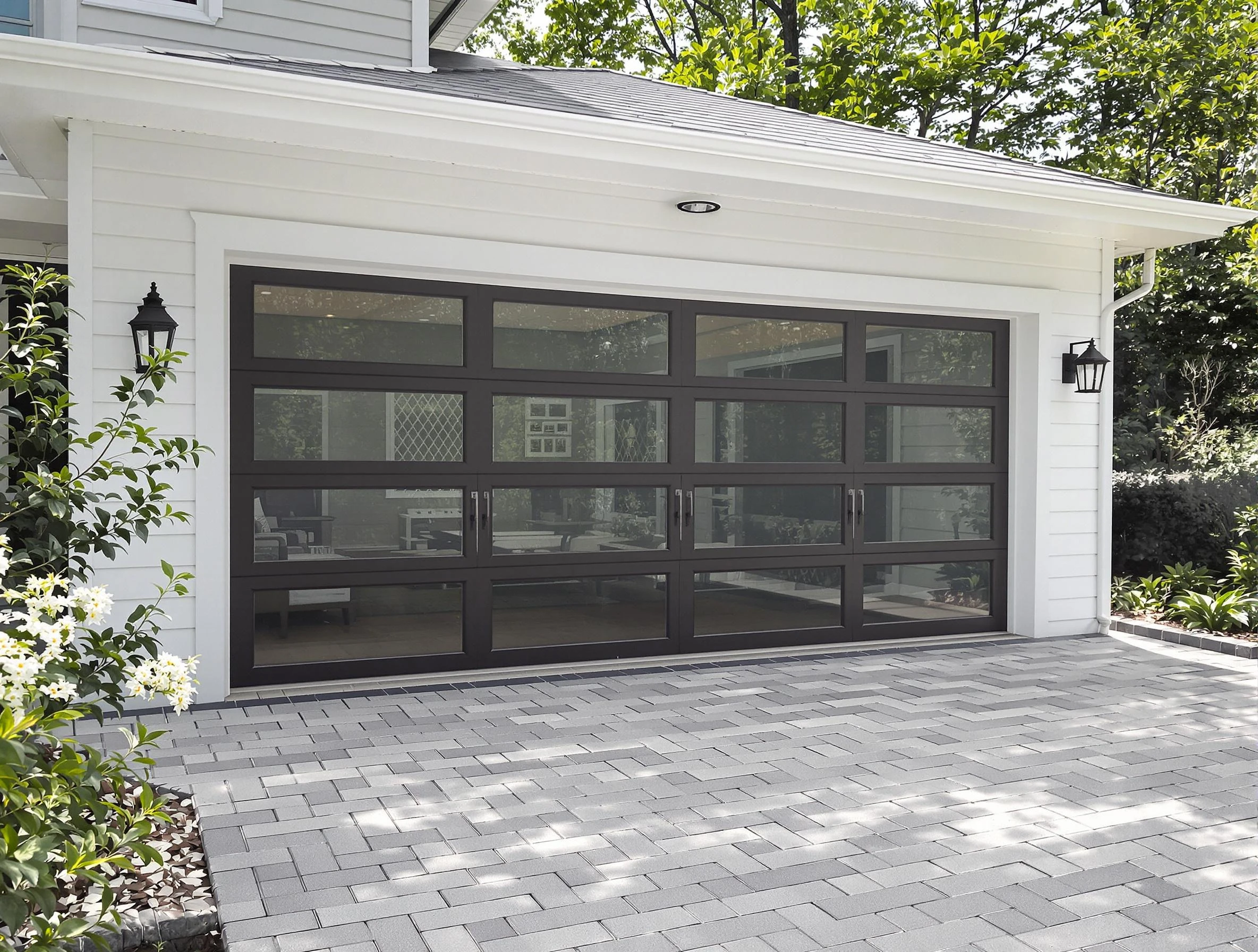 Stonegate Garage Door Repair design specialist presenting custom garage door options to Stonegate homeowner