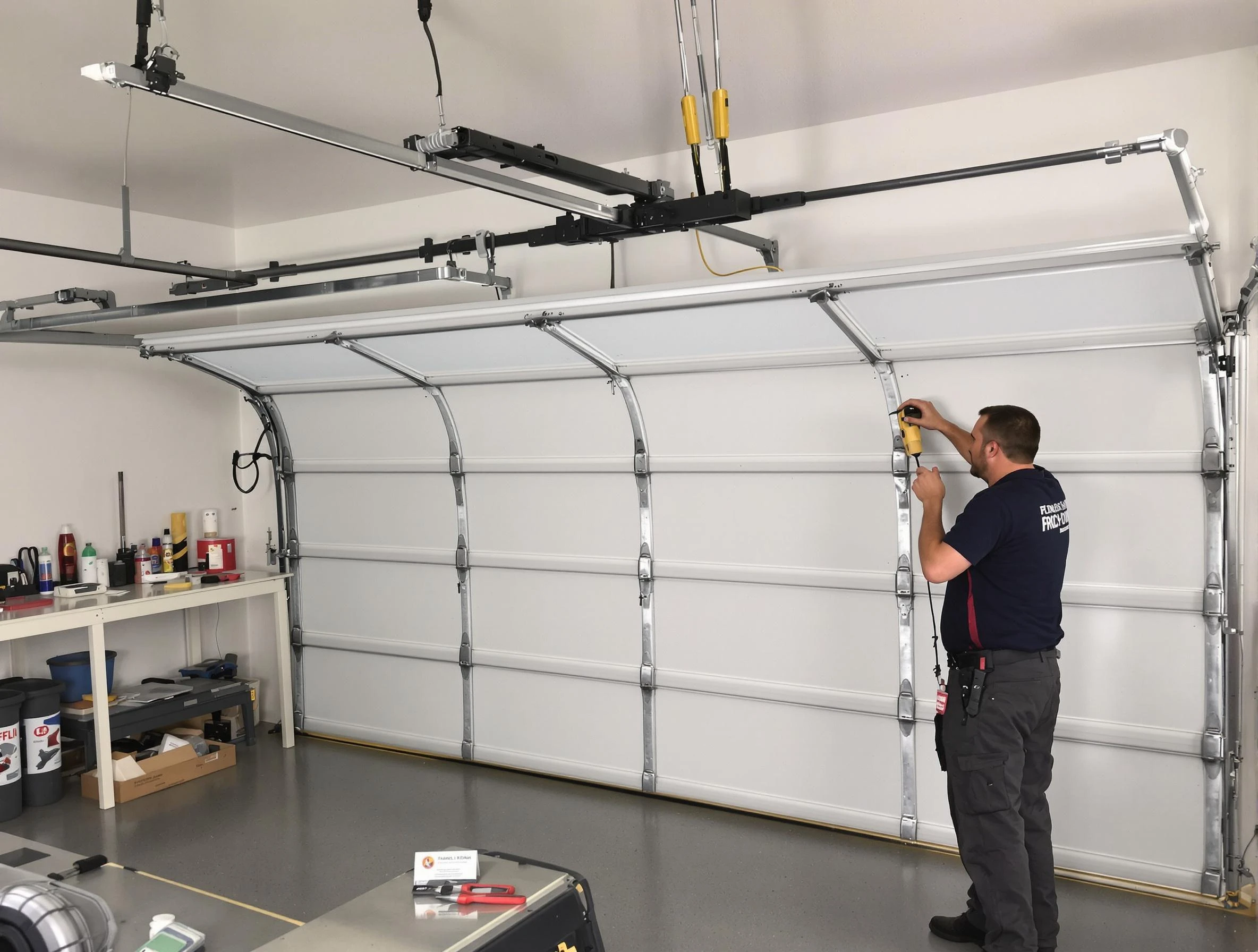 Stonegate Garage Door Repair certified technician performing overhead door system repair in Stonegate