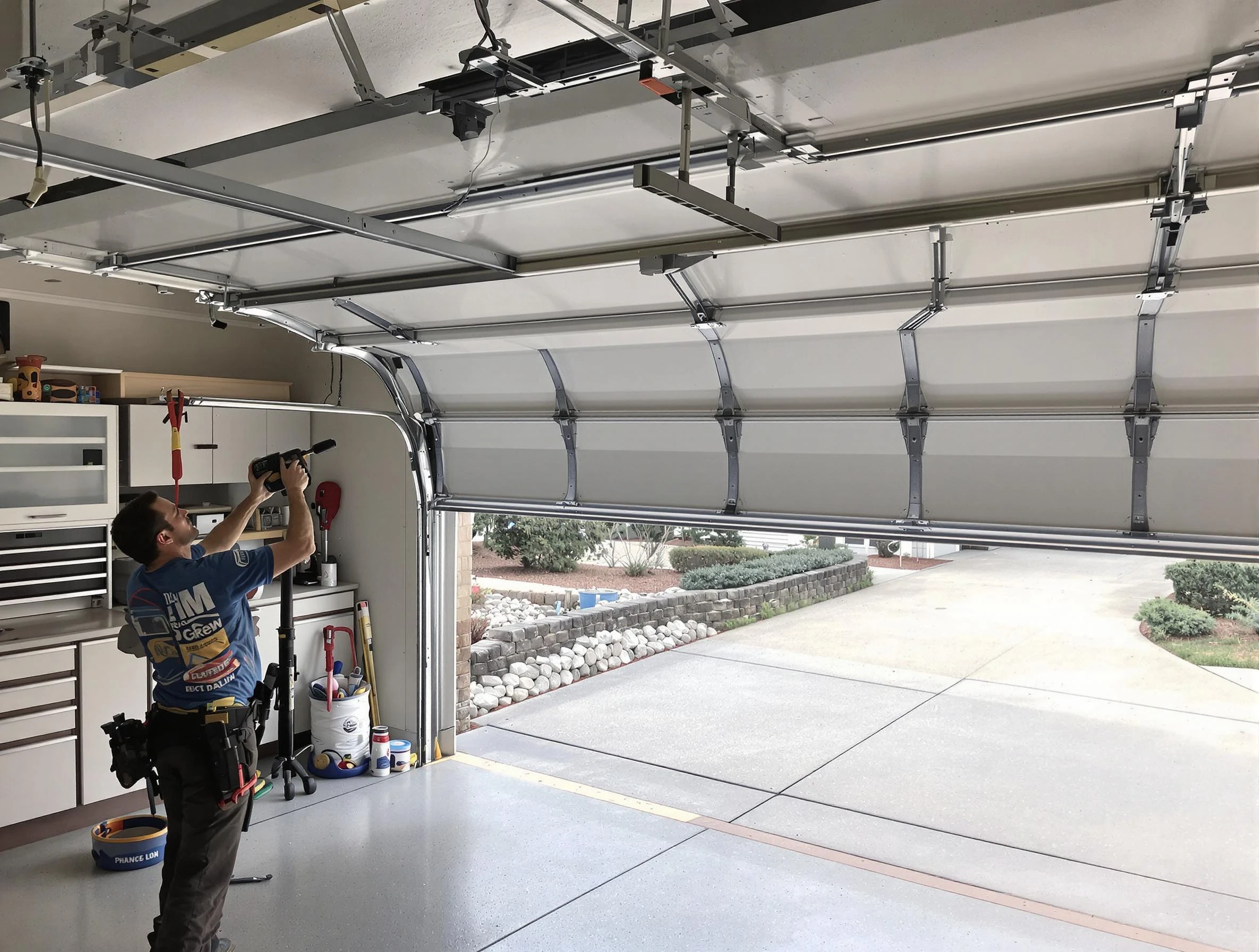 Garage door track repair service by Stonegate Garage Door Repair in Stonegate